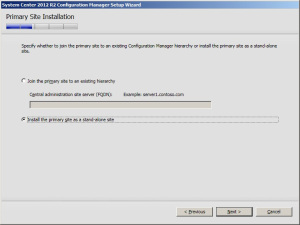 SCCM installation as a stand-alone