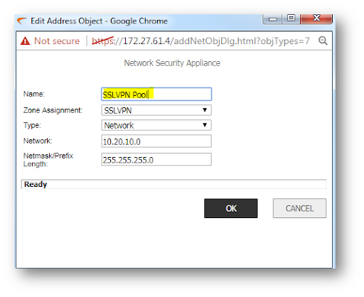 Network Address IPV4 (SSLVPN Pool)