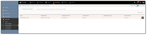 Client Settings page