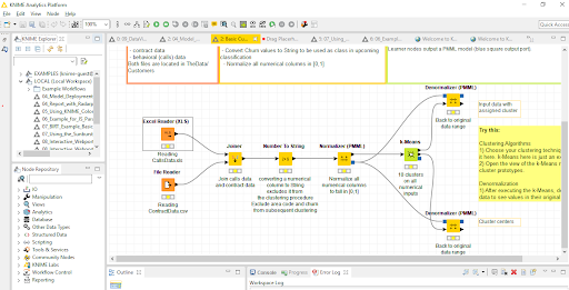 configuration settings of Knime