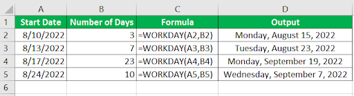 How to use the workday function in excel EX1