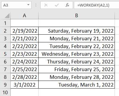 How to use the workday function in excel EX3