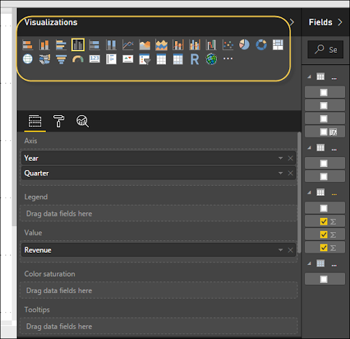 Power BI visualizations options