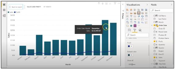 sales profit by month